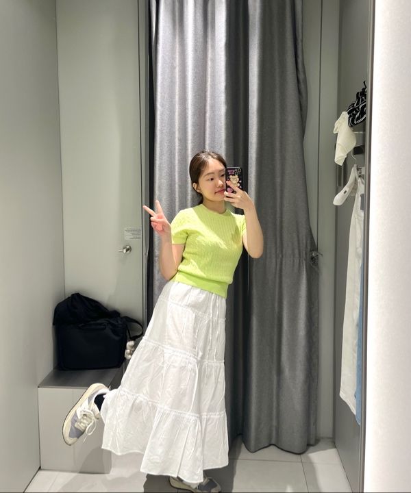 [MONOHA] /☆ 25SS Cotton tiered maxi skirt / white Cotton tiered maxi skirt (white) : MONOHA