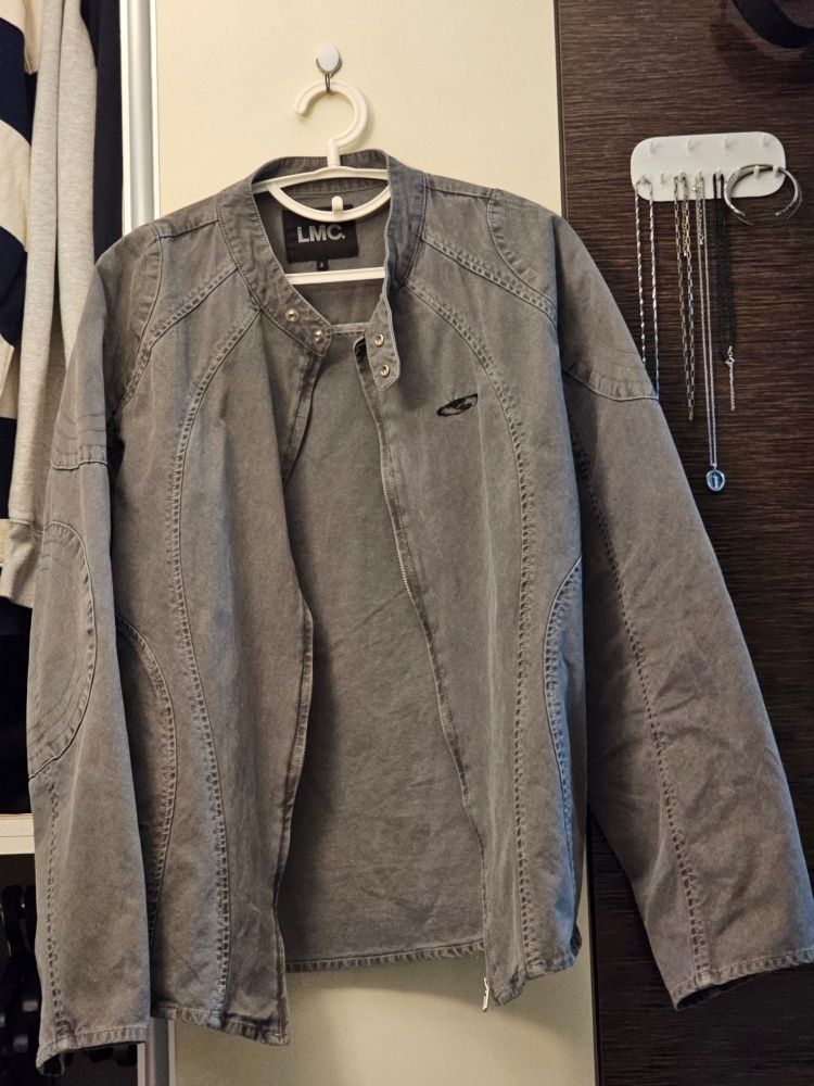 MUSINSA | LMC PIGMENT DYED OVAL GLOBE BIKER JACKET gray