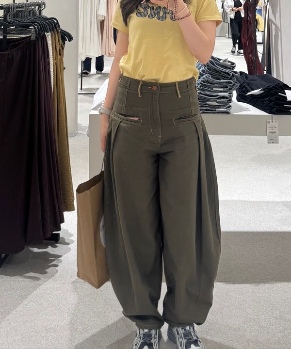 ★25SS新作★XTONZ★ETHNIC CURVE PINTUCK COTTON BALLOON PANTS XTONZ](W)ETHNIC CURVE PINTUCK COTTON BALLOON PANTS ☆人気☆
