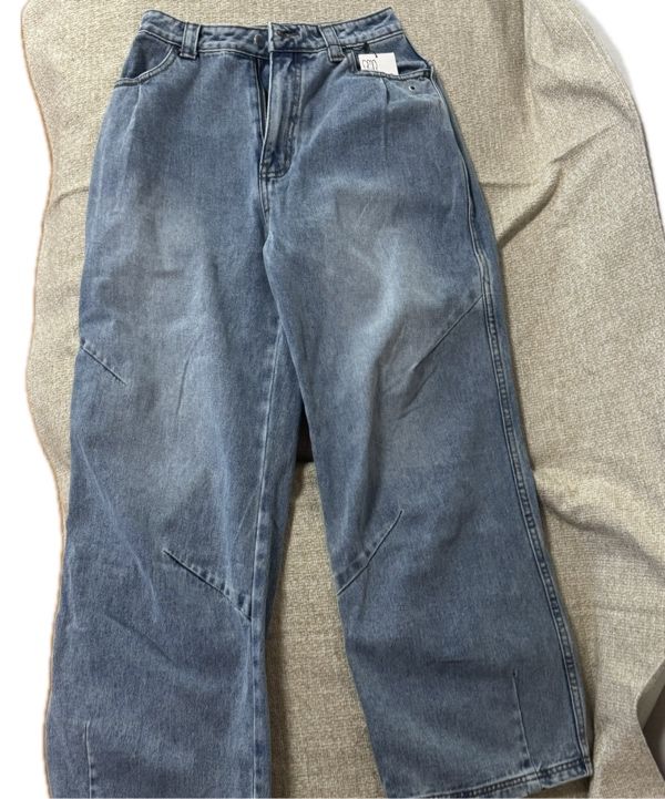 【THE COLDEST MOMENT】25ss TCM curved raw denim pants MUSINSA | THE COLDEST MOMENT TCM back logo denim pants (navy)