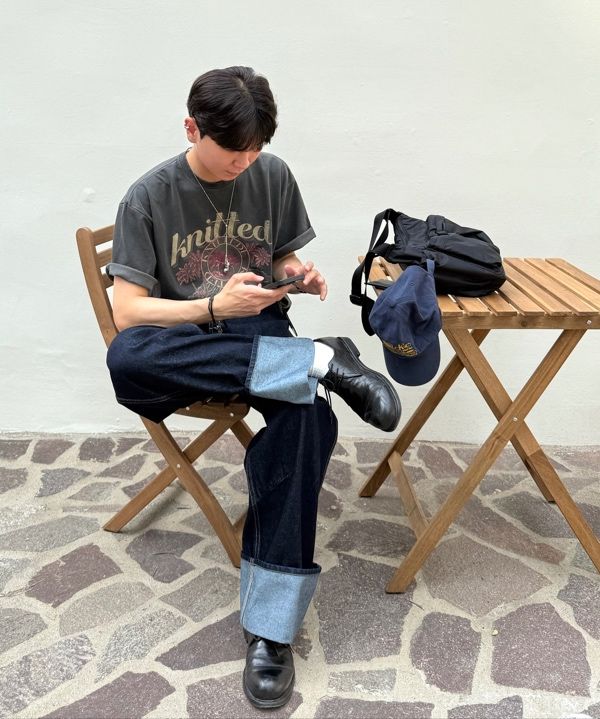 MUSINSA | THE COLDEST MOMENT TCM roll up denim pants (navy)