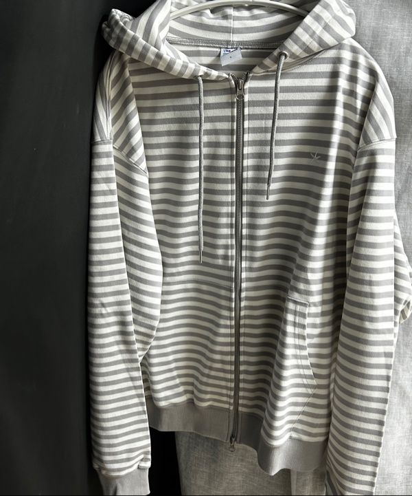 MUSINSA | THE COLDEST MOMENT TCM stripe hooded zip-up (grey