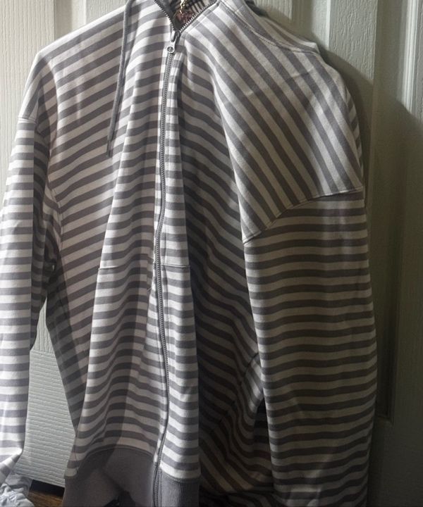 MUSINSA | THE COLDEST MOMENT TCM stripe hooded zip-up (grey
