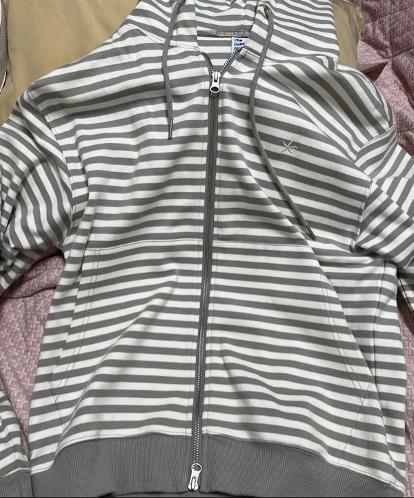 MUSINSA | THE COLDEST MOMENT TCM stripe hooded zip-up (grey