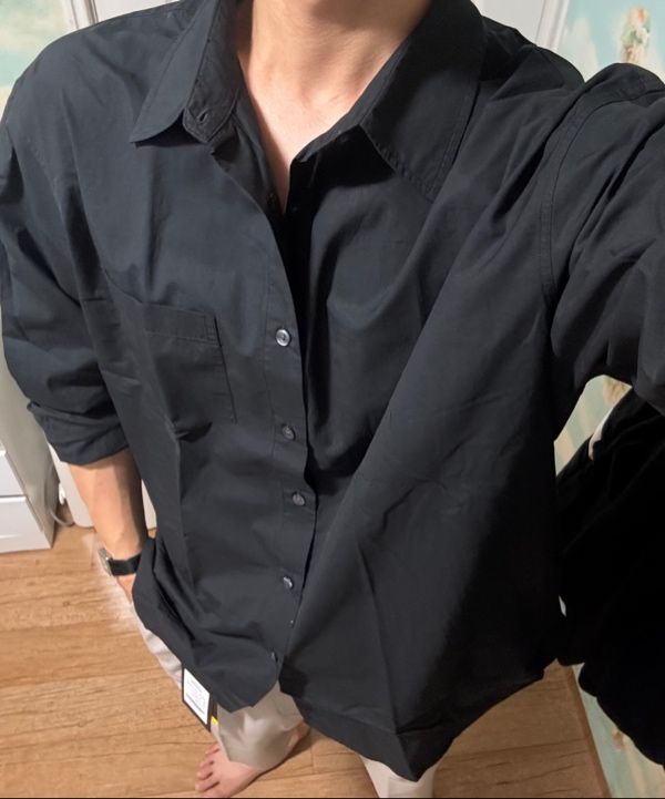 ★MUSINSA STANDARD★ Relaxed soft poplin shirt navy MMESH105 MUSINSA | MUSINSA STANDARD Relaxed Soft Poplin Shirt [Navy]