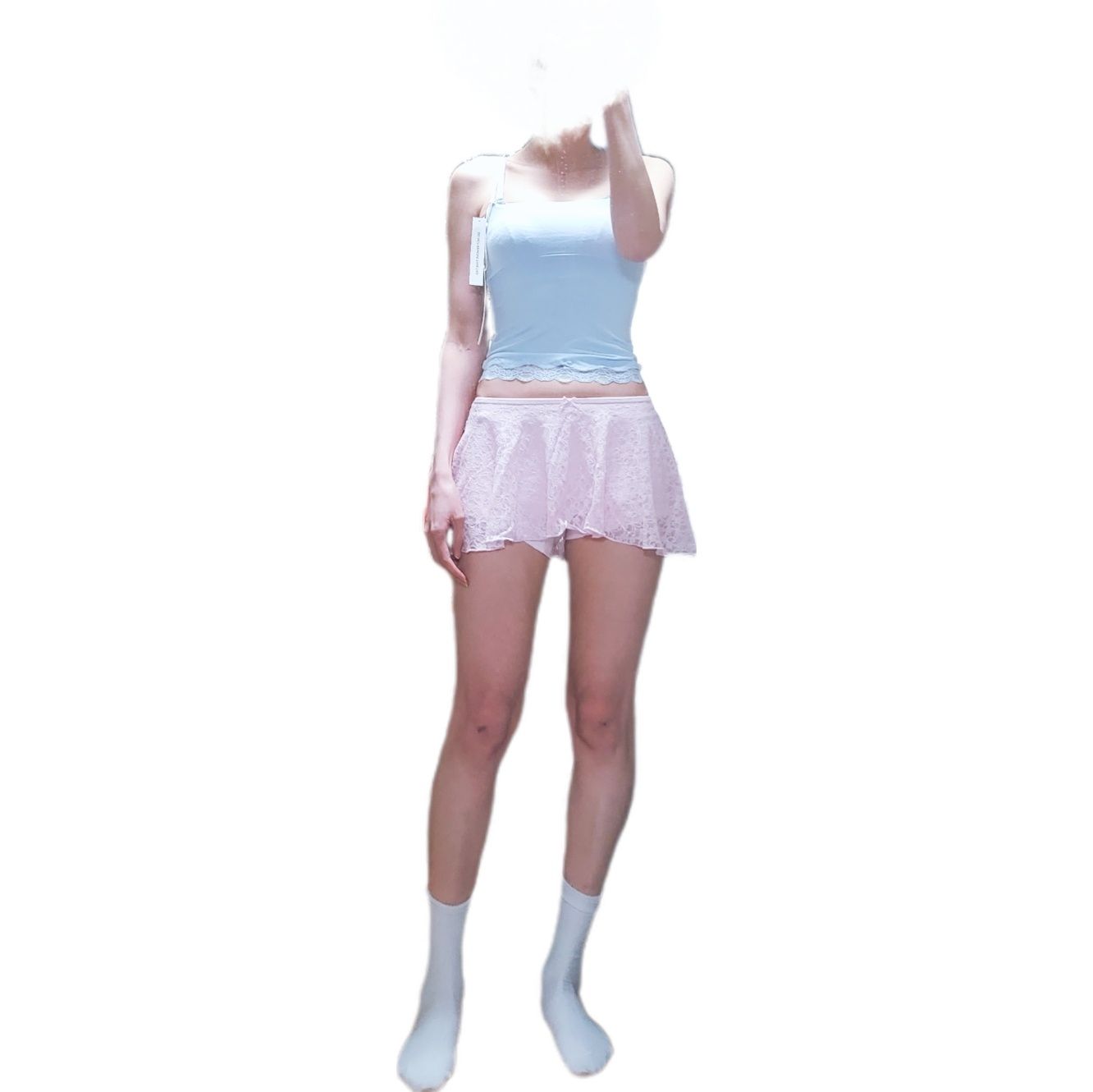 MUSINSA公式 | GLOWNY LACE BELL MINI SKIRT (BABY PINK)