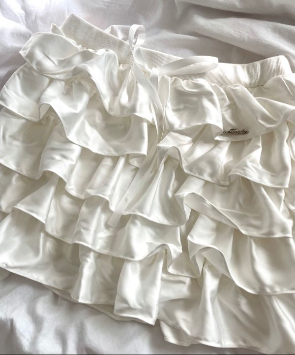 MUSINSA | ROSÉ FRANTZ Satin CanCan Mini Skirt [White]