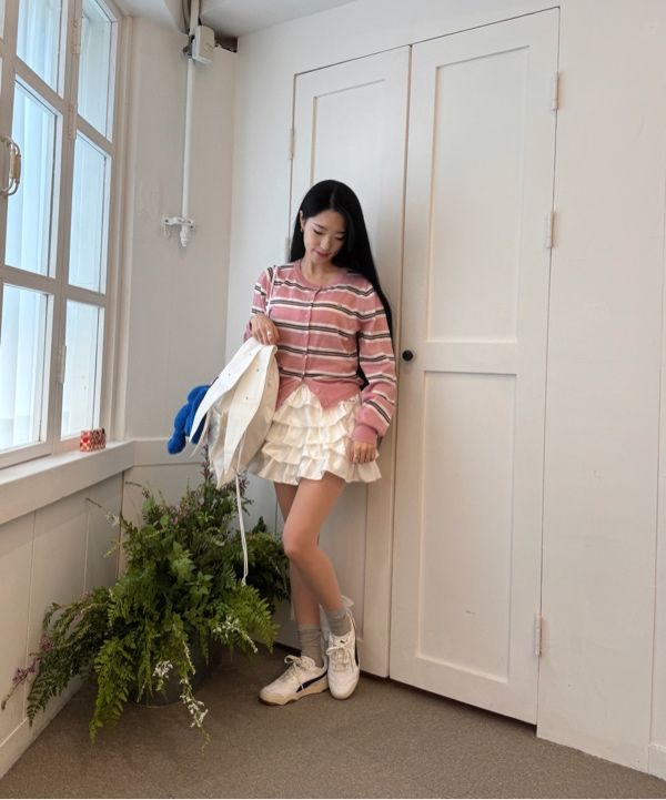 MUSINSA公式 | ROSÉ FRANTZ Satin CanCan Mini Skirt [White]
