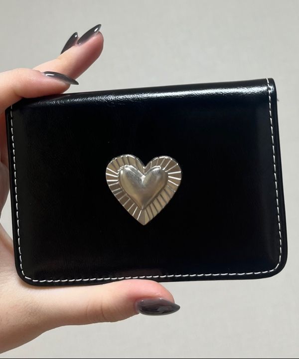 ☆LEMASQUE☆ Pie Heart Slim Card Wallet Denim L17E31704A6 MUSINSA | LEMASQUE Pie Heart Photo Slot Card Wallet Black