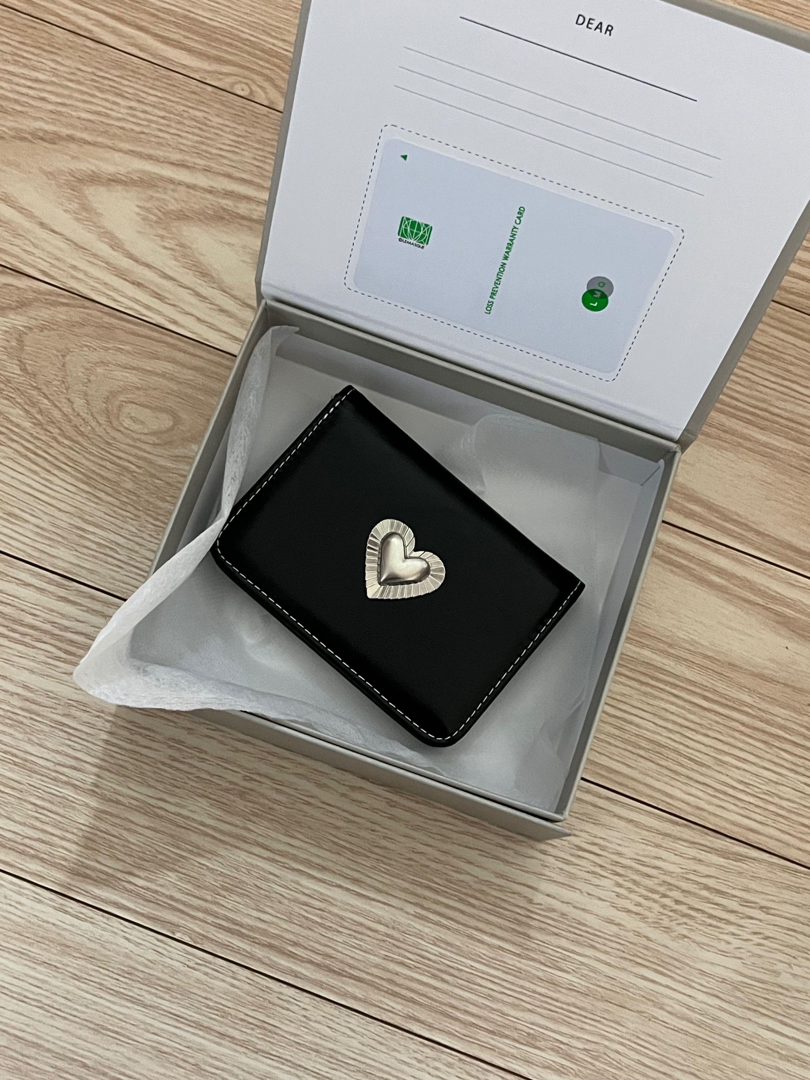 MUSINSA | LEMASQUE Pie Heart Photo Slot Card Wallet Black