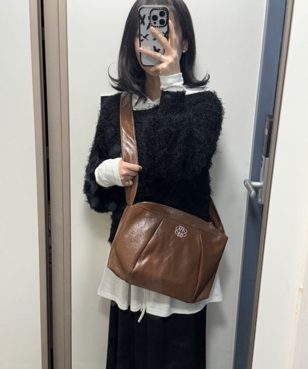 MUSINSA | NICK&NICOLE NICOLE SQUARE SHOULDER BAG_BROWN