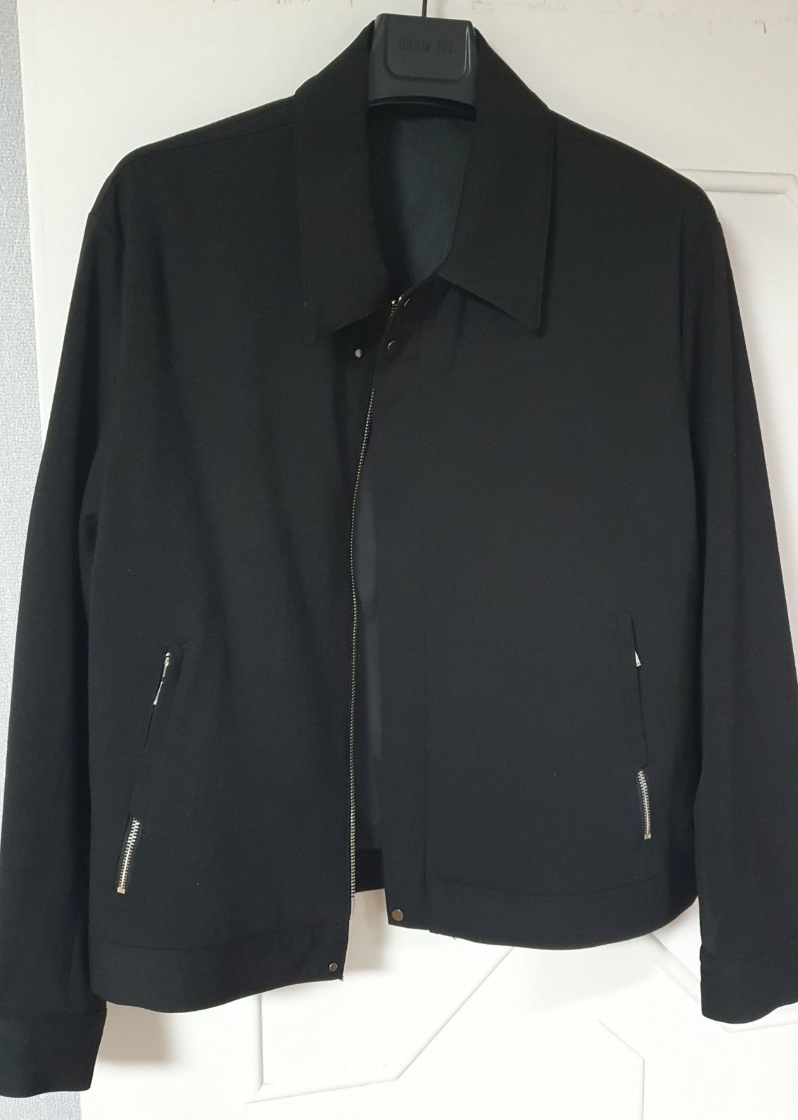 MUSINSA | DRAW FIT Dove Wool Crop Minimal Blouson Jacket [BLACK]