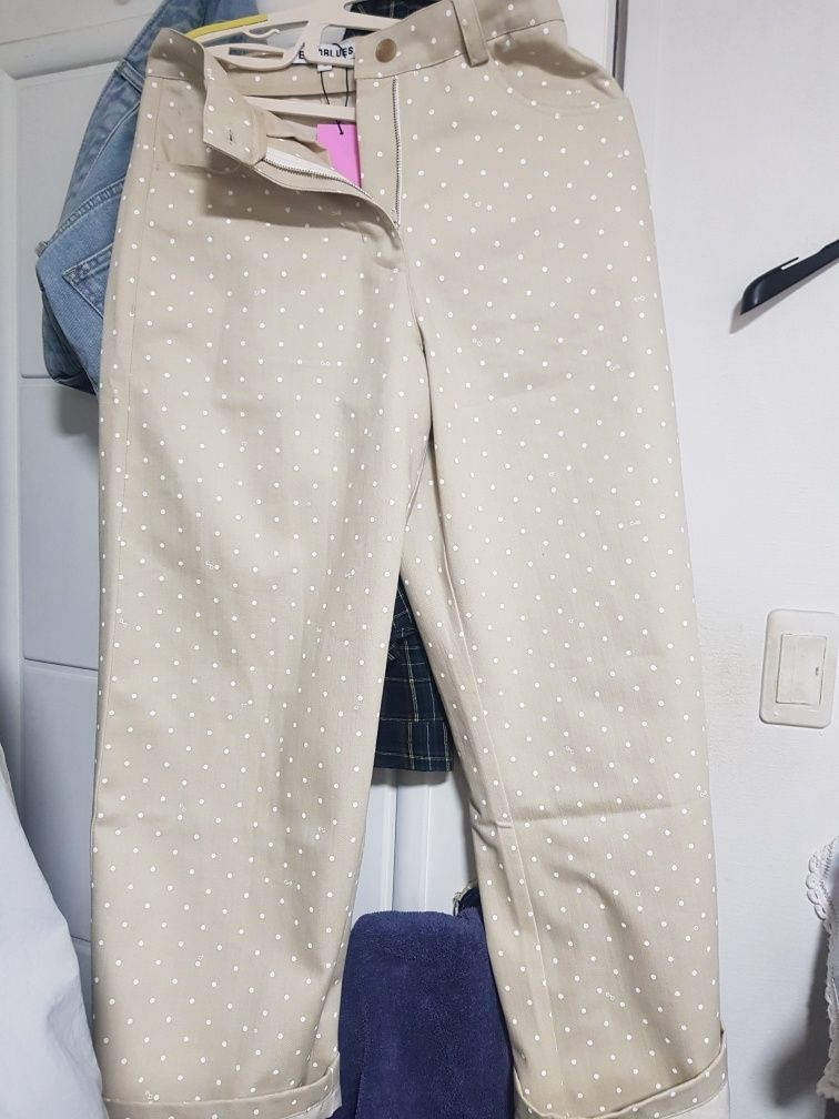 MUSINSA公式 | ENZO BLUES Dot Cotton Wide Pants (Black)