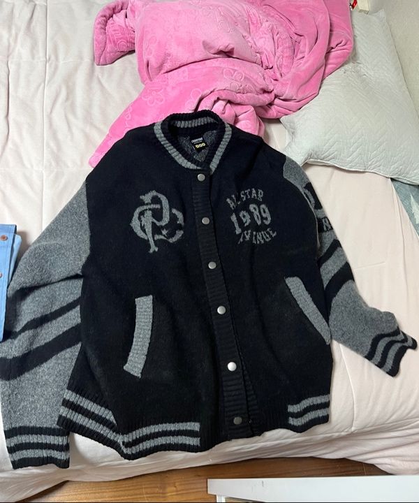 MUSINSA | CPGN STUDIO [2-WAY] Varsity Snap Cardigan Navy