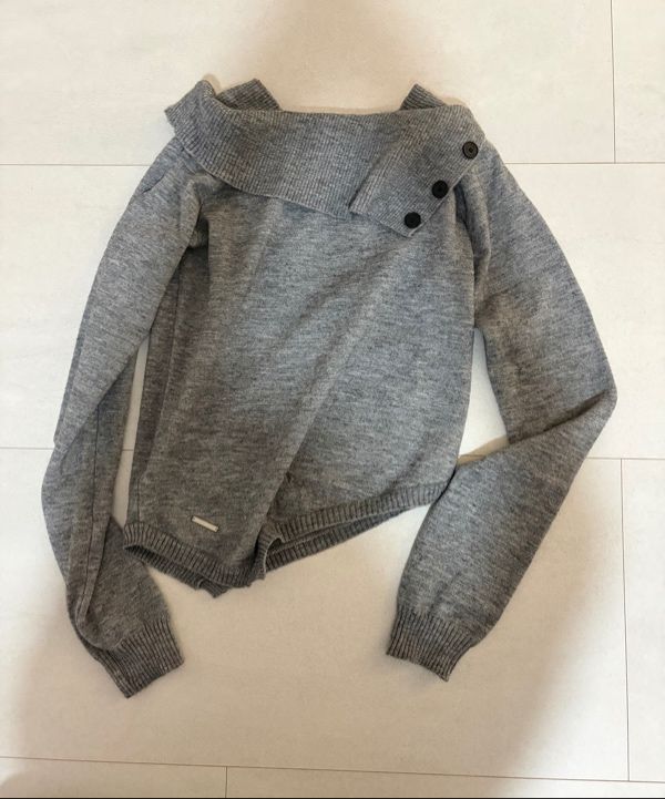 ミセキ ソウル ニット ライトグレー Oblique line button knit 【公式