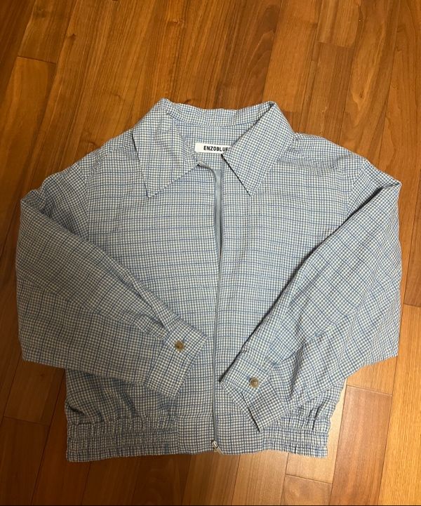 MUSINSA | ENZO BLUES Gingham Check Blue Jacket (Blue)