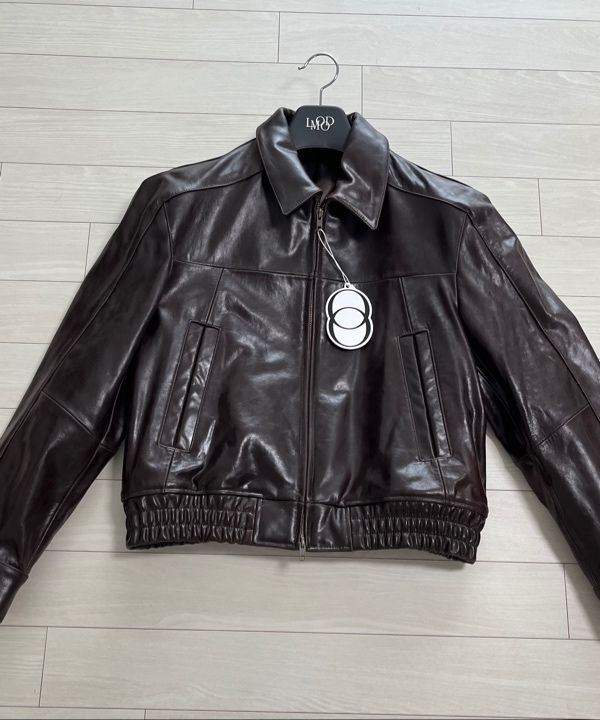 MUSINSA | LMOOD Coated lambskin leather blouson jacket brown