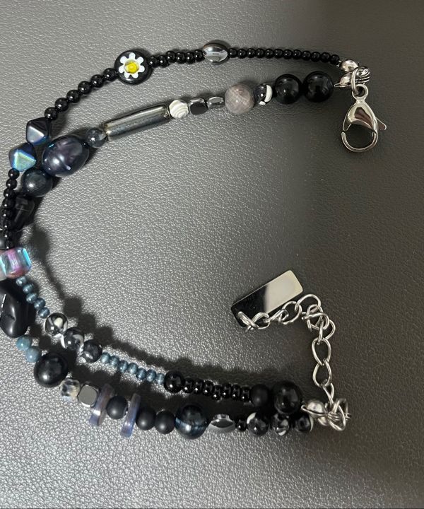 MUSINSA | AJOBYAJO Black Light Beads Layered Bracelet [BLACK]