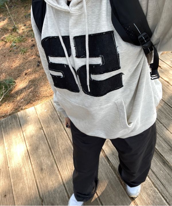 ★AMES-WORLDWIDE★NUMBERING APPLIQUE HOODIE OATMEAL★正規品 MUSINSA | AMES-WORLDWIDE NUMBERING APPLIQUE HOODIE OATMEAL