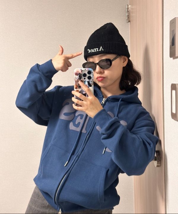 MUSINSA公式 | AMES-WORLDWIDE BIG TYPO HOODIE ZIP UP CHARCOAL