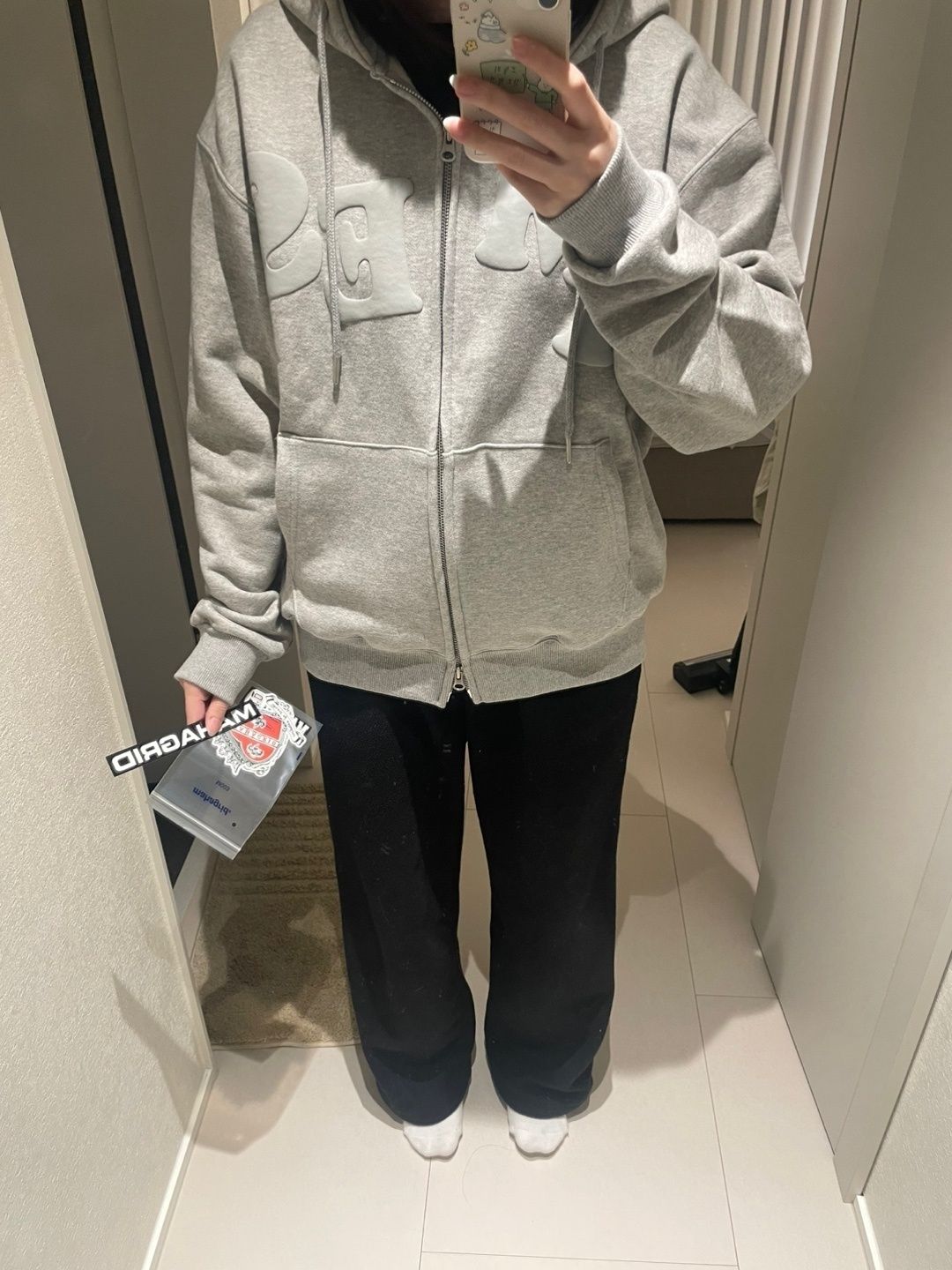 MUSINSA | AMES-WORLDWIDE BIG TYPO HOODIE ZIP UP GREY