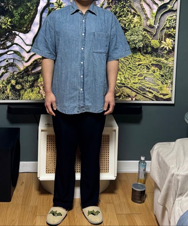 ★MUSINSA STANDARD★ Oversized short sleeve denim shirt ligh MUSINSA | MUSINSA STANDARD Oversized short sleeve denim