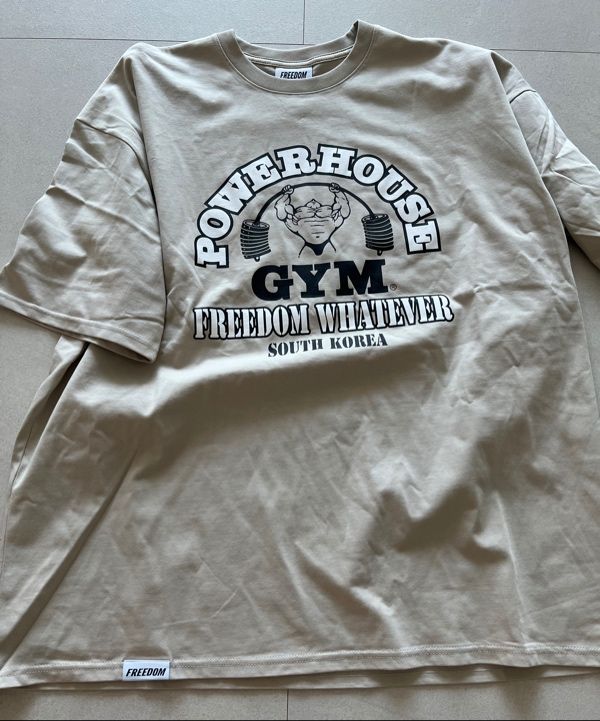 ☆FREEDOM☆ Powerhouse Two-Tone Logo Overfit T-Shirt Cream P MUSINSA | FREEDOM Powerhouse Two-Tone Logo Overfit T-Shirt