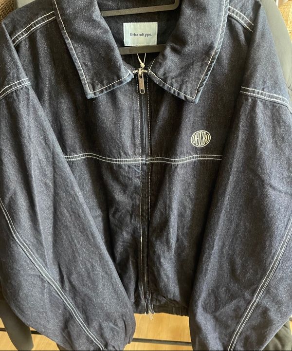 MUSINSA | URBANDTYPE Denim Stitch Crop Jacket_Black