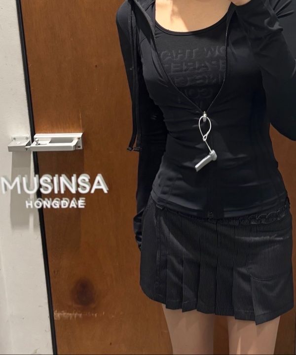 MUSINSA | TYPESERVICE Stripe Wrap Skort [Black]