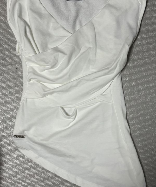 MUSINSA | CERRIC DRAPE CROSS SLEEVELESS / WHITE