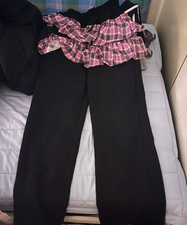 MUSINSA公式 | LUV IS TRUE IM PATTERN FRILL PANTS(BLACK)