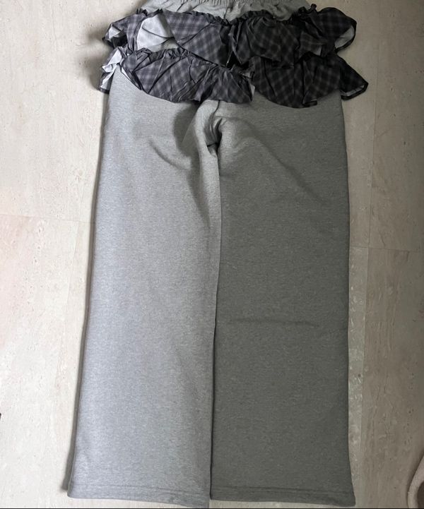 ★2025SS新作★LUV IS TRUE★IM PATTERN FRILL PANTS MUSINSA | LUV IS TRUE IM PATTERN FRILL PANTS(LIGHT GRAY)