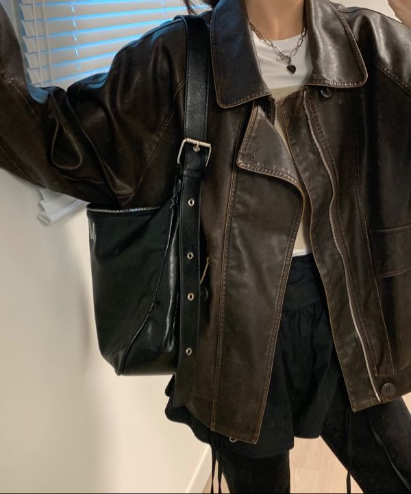 MUSINSA公式 | MUCENT Port Double Ringle Leather Shoulder Bag