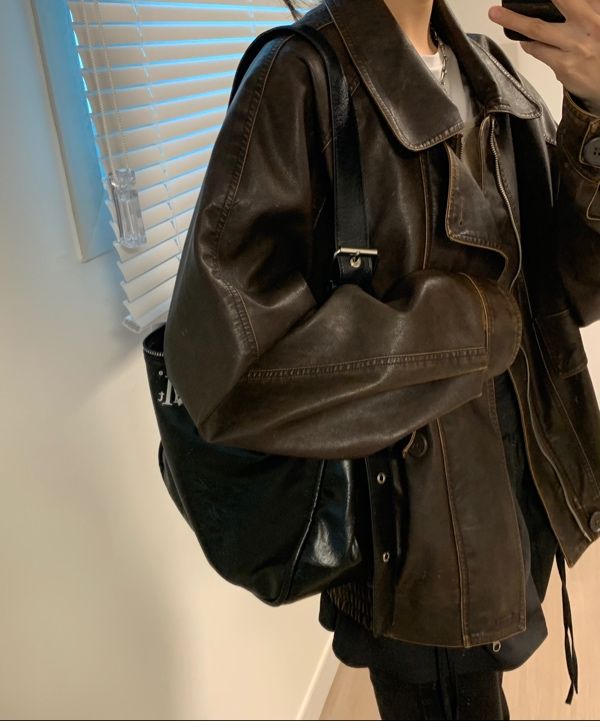 MUSINSA公式 | MUCENT Port Double Ringle Leather Shoulder Bag