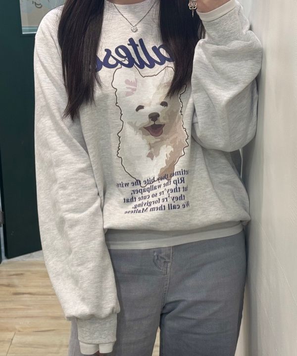★ Wai Kei★ Maltese Cloud Raglan Man to Man Melange White MUSINSA | WAI KEI Maltese Cloud Raglan Man to Man Melange White