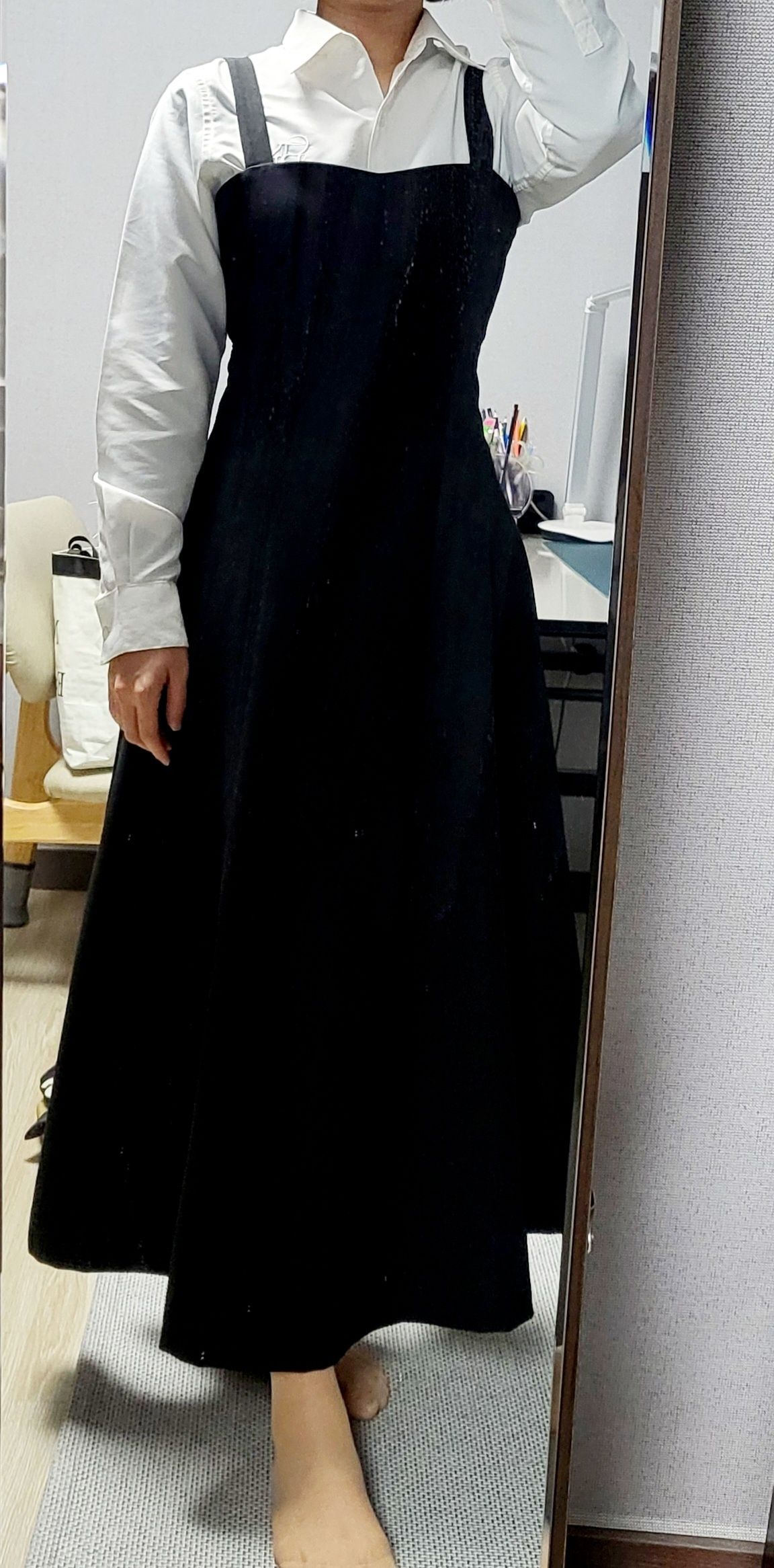 MUSINSA公式 | GENERAL IDEA Sleeveless Flare Long One Piece [BLACK