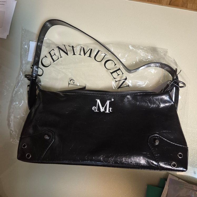 ★MUCENT★ North Eyelet Leather Shoulder Bag Unisex MUCENT♥] North Eyelet Leather Shoulder Bag