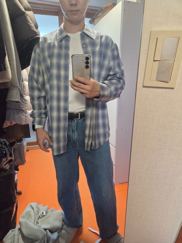 MUSINSA公式 | DRAW FIT セインツオンブレチェックシャツ[ブルー]