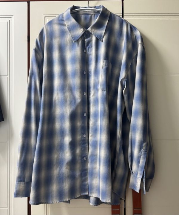 韓国発!【DRAW FIT】Evan Ombre checkered shirt draw-fit