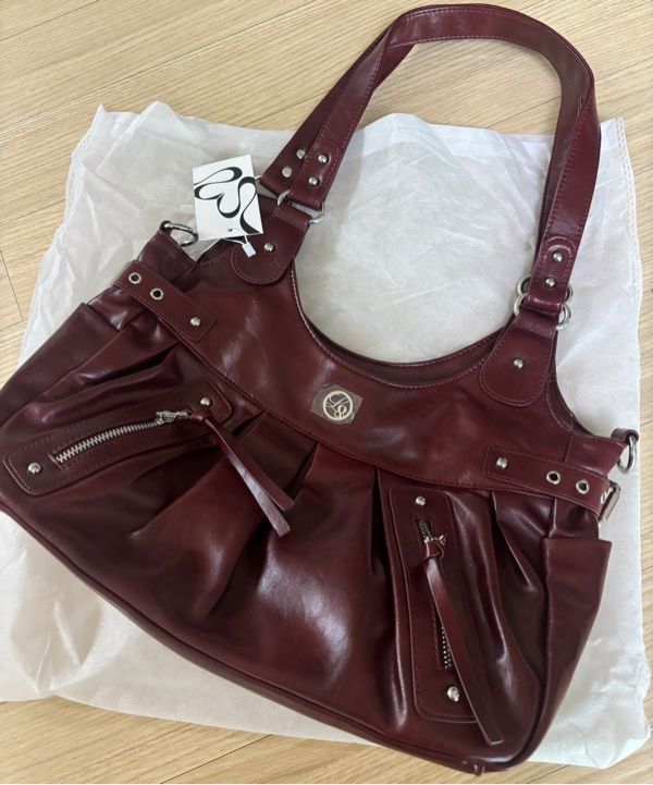 MUSINSA | ILLIGO Amber Buckle Shoulder Bag Burgundy