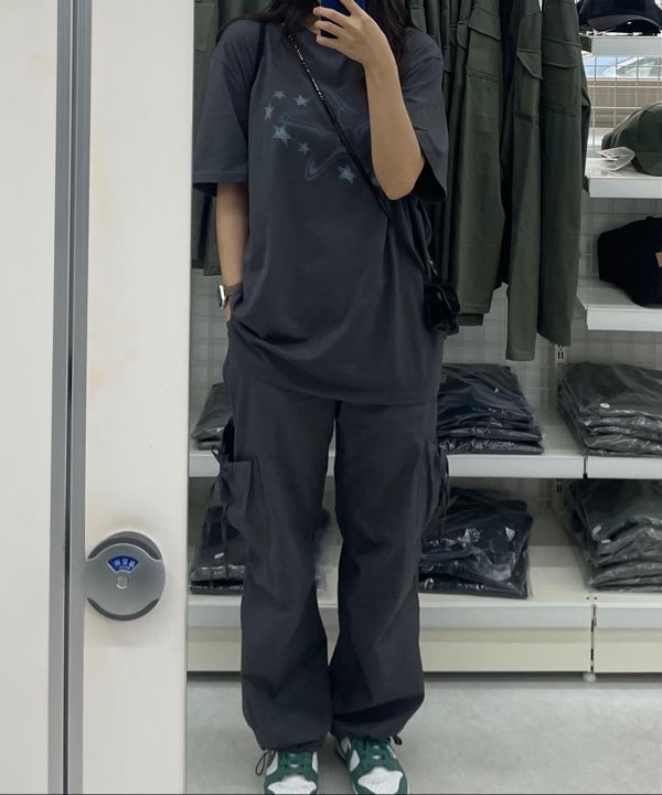 MUSINSA | ILLIGO Milky Way Overfit T-Shirt Charcoal