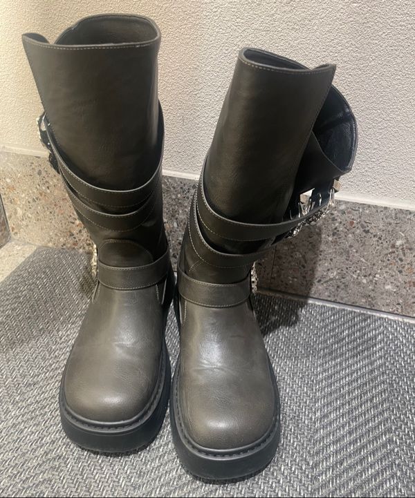ロングブーツ Leey WESTERN BUCKLE FOLDING BOOTS DARK KHAKI MUSINSA | L.E.E.Y WESTERN BUCKLE FOLDING BOOTS DARK KHAKI