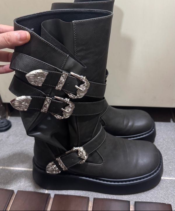 LEEY ■ WESTERN BUCKLE FOLDING BOOTS MUSINSA | L.E.E.Y WESTERN BUCKLE FOLDING BOOTS DARK KHAKI
