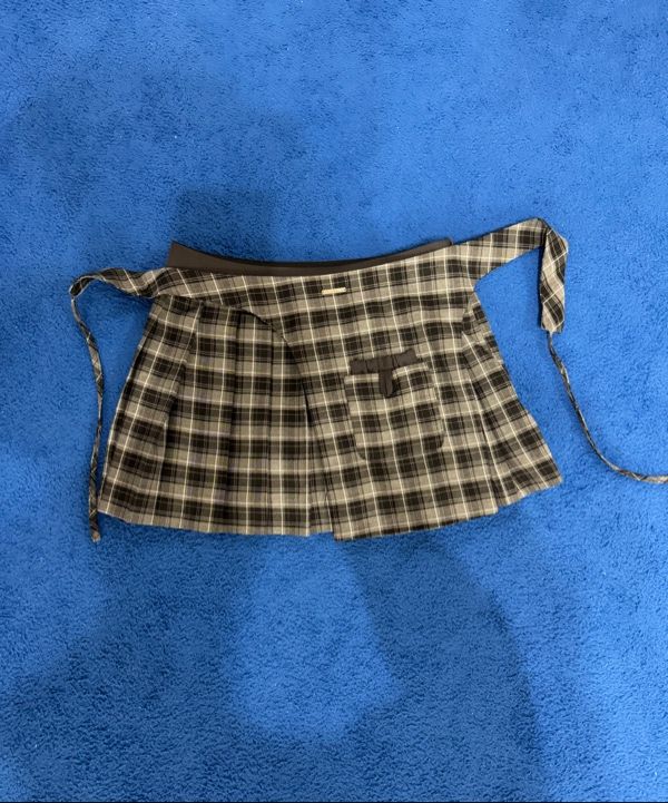 MUSINSA公式 | MISEKI SEOUL Pocket layered check skirt CHARCOAL