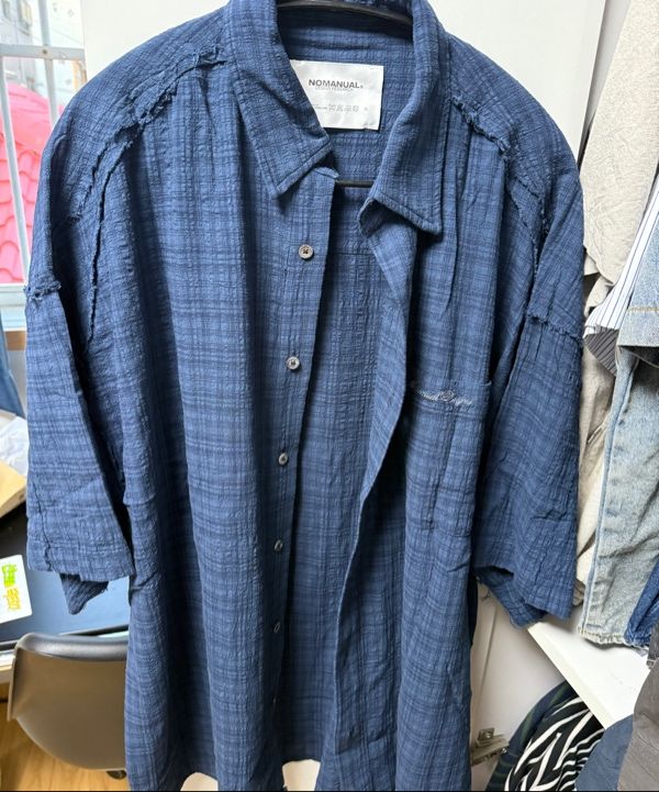【NOMANUAL】25ss RAW EDGE H.S SHIRT MUSINSA | NOMANUAL RAW EDGE H.S SHIRT - DARK NAVY