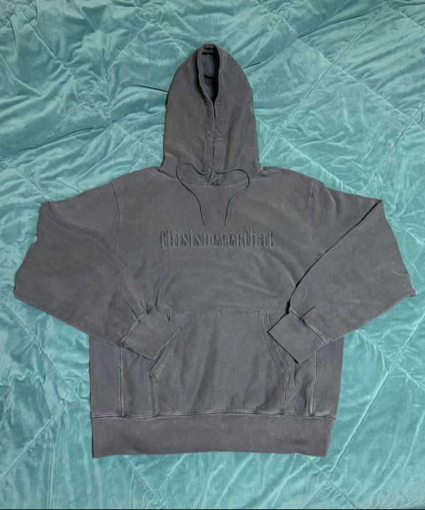 MUSINSA | thisisneverthat® Overdyed Embroidery Hoodie Charcoal