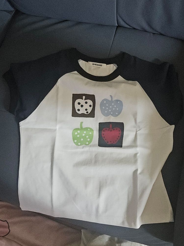 MUSINSA公式 | OHESHIO APPLE RAGLAN T-SHIRT, WHITE