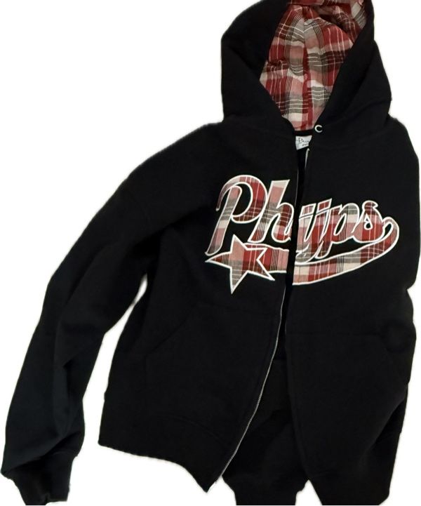 PHYPS ■ Check Star Tail Elbow Patch Hoodie MUSINSA | PHYPS Check Star Tail Elbow Patch Hoodie_Black