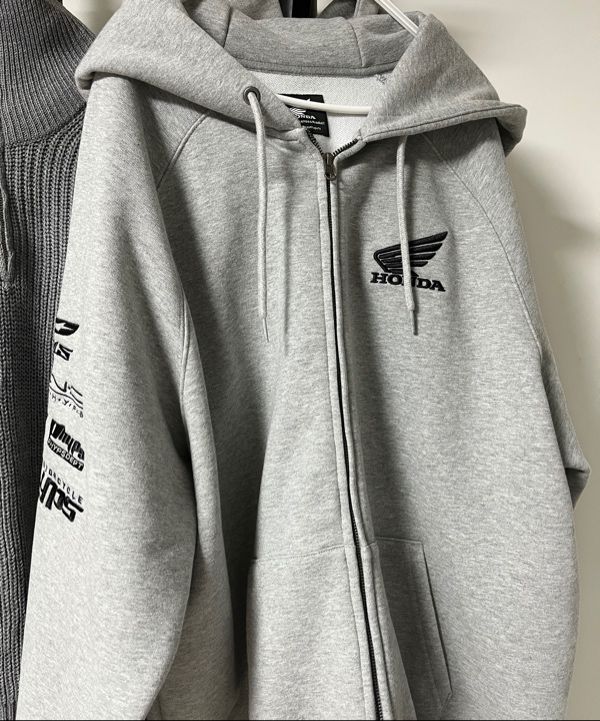 MUSINSA | HONDA MOTORCYCLE APPAREL Honda Racing Hoodie Cap Zip-up_Gray
