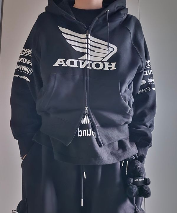 MUSINSA | PHYPS MOTORCYCLE Womens Wing Collect Logo Crop Hoodie